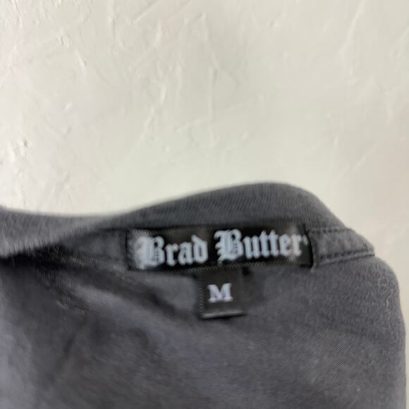 Vintage y2K Brad Butter Shirt Medium Biker Wings Cotton T-shirt S/S Floral X4-10 - Picture 6 of 7